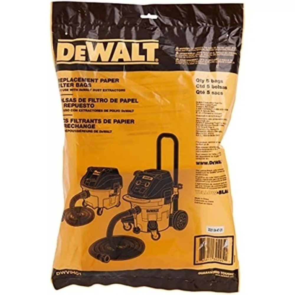 DEWALT DWV9401 Paper Bag for DWV012 Dust Extractor 5-Pack Brown Bags (pack of 2)